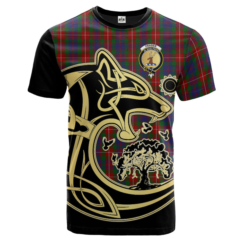 Printivon Fraser of Lovat Crest Celtic Wolf Tartan T Shirt Custom Your Text