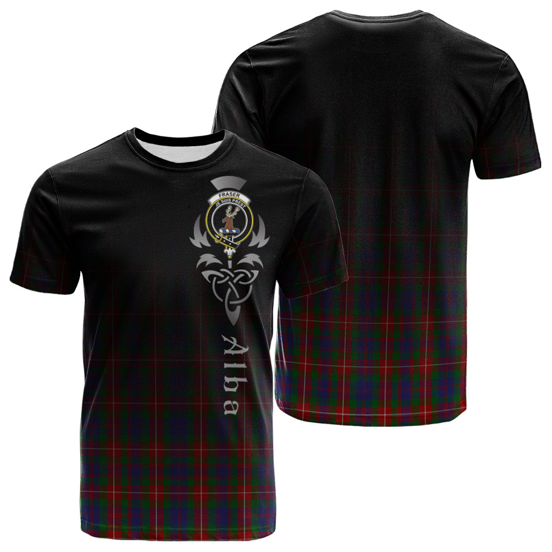 Printivon Fraser of Lovat Tartan Crest Alba Celtic T Shirt