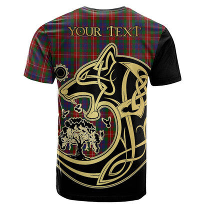 Printivon Fraser of Lovat Crest Celtic Wolf Tartan T Shirt Custom Your Text