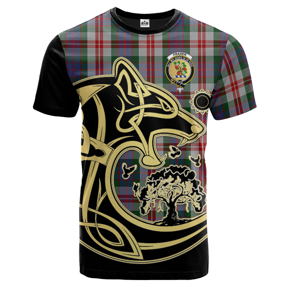 Printivon Fraser Red Dress Crest Celtic Wolf Tartan T Shirt Custom Your Text