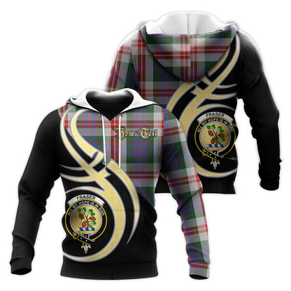 Printivon Fraser Red Dress Clan Believe In Me Crest Tartan Knitted Hoodie Custom Your Text