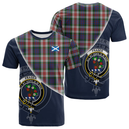 Printivon Fraser Red Dress Tartan Scottish Crest T Shirt