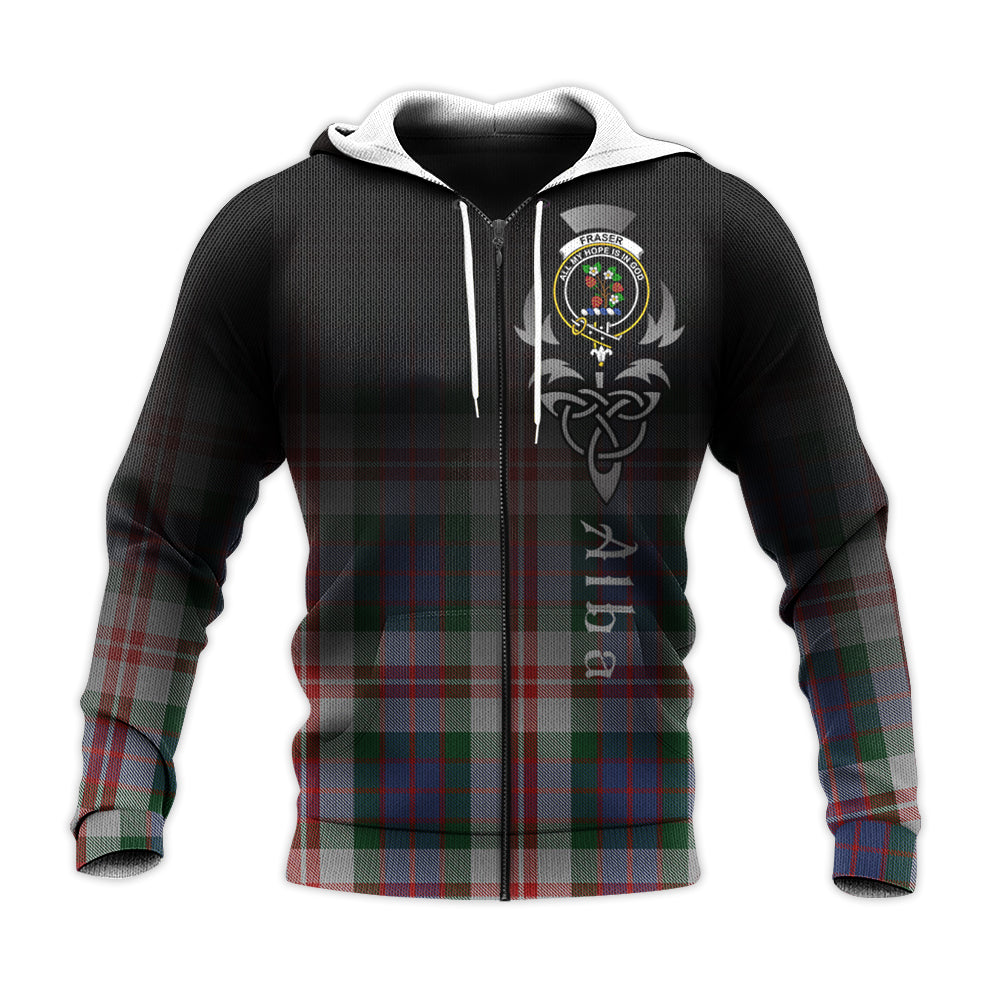 Printivon Fraser Red Dress Tartan Crest Alba Celtic Hoodie