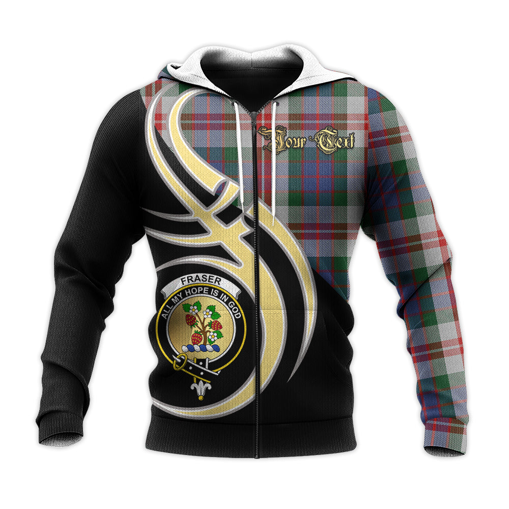 Printivon Fraser Red Dress Clan Believe In Me Crest Tartan Knitted Hoodie Custom Your Text