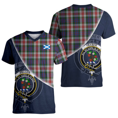 Printivon Fraser Red Dress Tartan Scottish Crest T Shirt