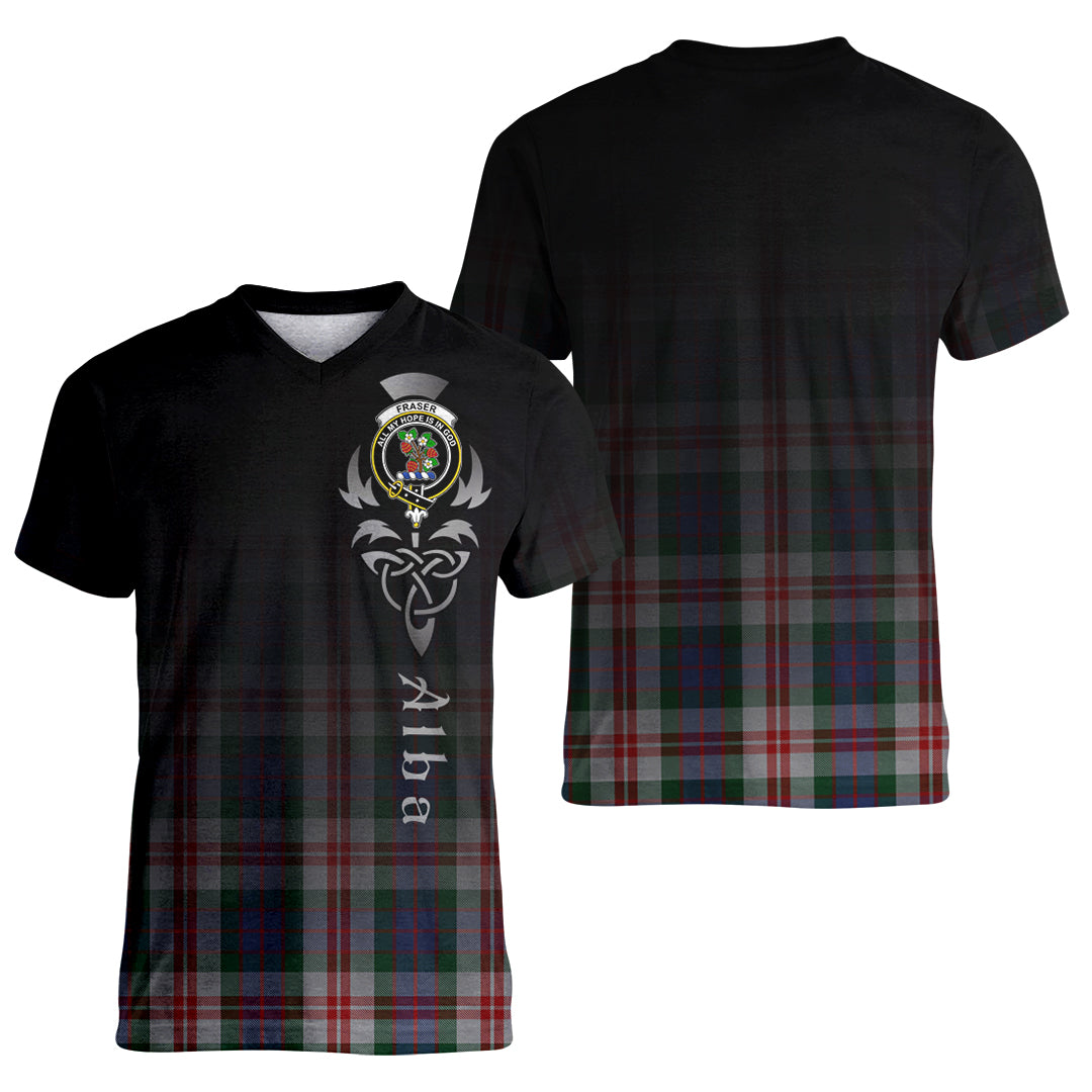 Printivon Fraser Red Dress Tartan Crest Alba Celtic T Shirt
