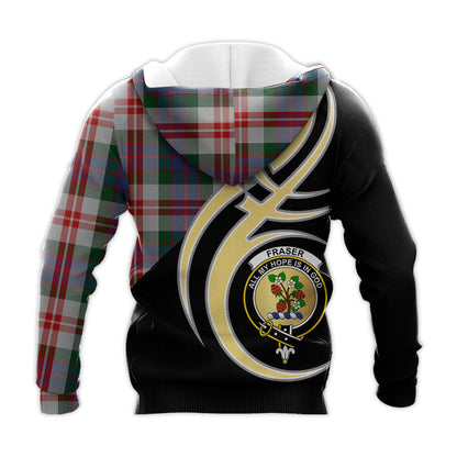 Printivon Fraser Red Dress Clan Believe In Me Crest Tartan Knitted Hoodie Custom Your Text