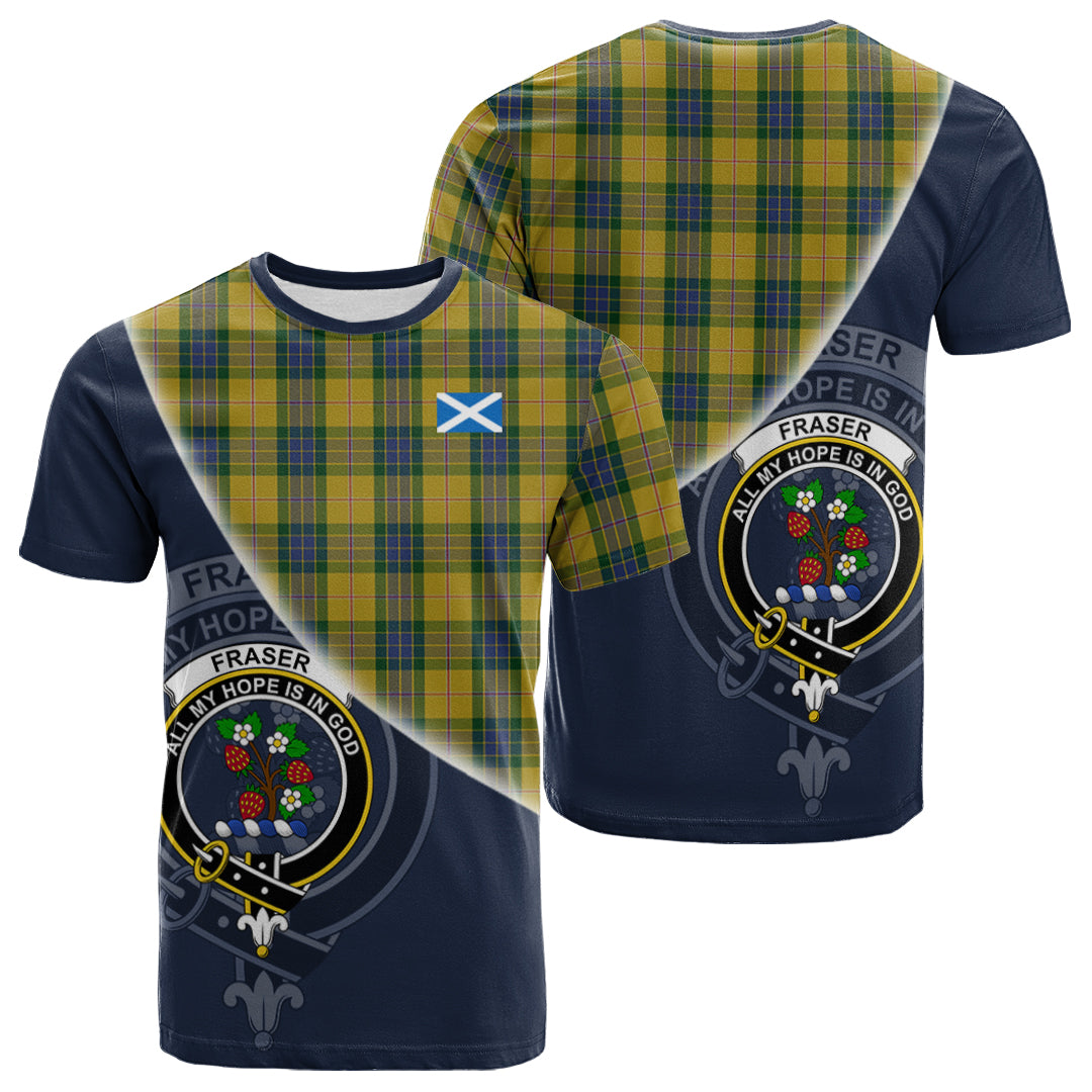 Printivon Fraser Yellow Tartan Scottish Crest T Shirt