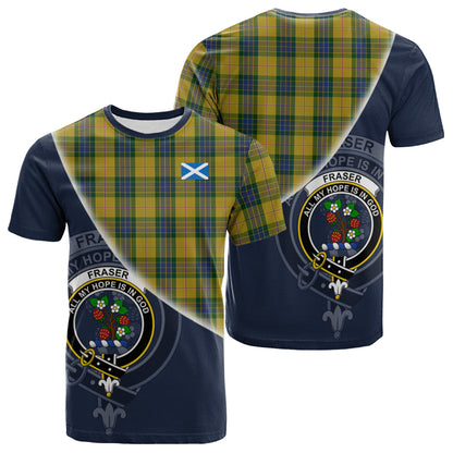 Printivon Fraser Yellow Tartan Scottish Crest T Shirt