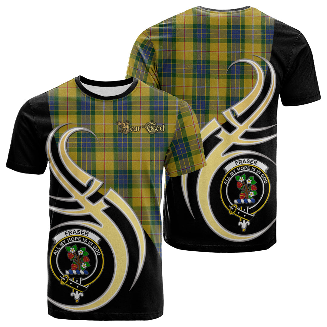 Printivon Fraser Yellow Tartan Crest Believe In Me T Shirt