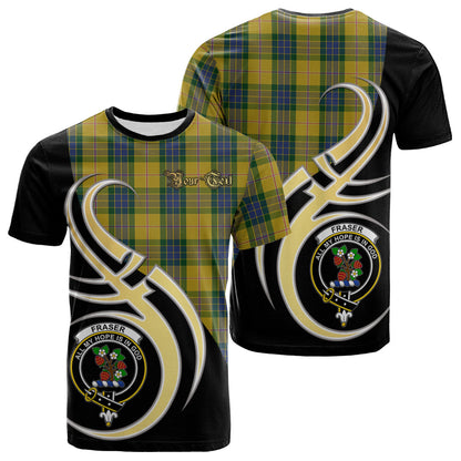 Printivon Fraser Yellow Tartan Crest Believe In Me T Shirt