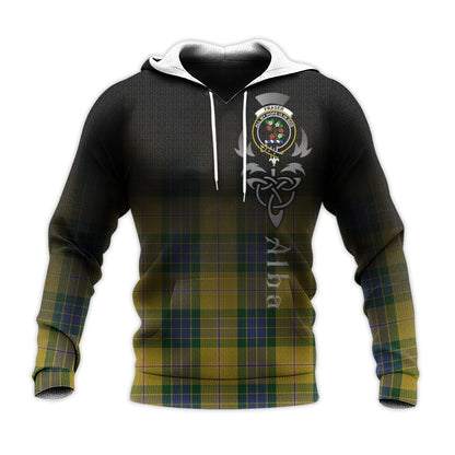 Printivon Fraser Yellow Tartan Crest Alba Celtic Hoodie