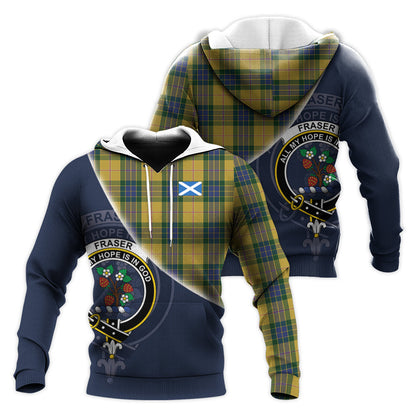 Printivon Fraser Yellow Tartan Scottish Crest Hoodie