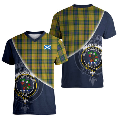 Printivon Fraser Yellow Tartan Scottish Crest T Shirt