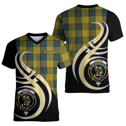 Printivon Fraser Yellow Tartan Crest Believe In Me T Shirt