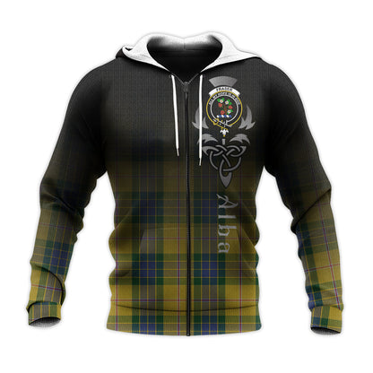Printivon Fraser Yellow Tartan Crest Alba Celtic Hoodie