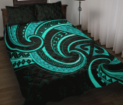 New Zealand Maori Mangopare Quilt Bed Set Polynesian Turquoise