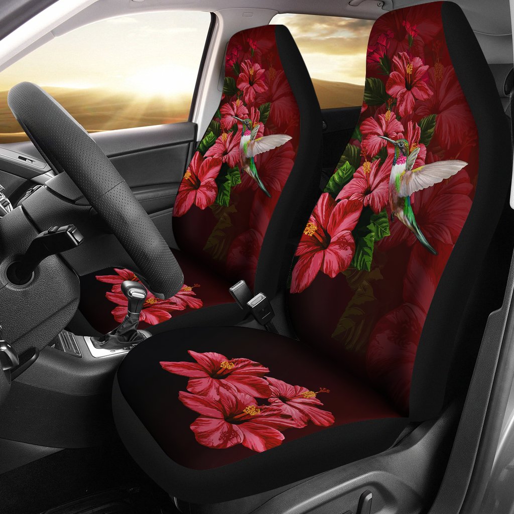 Hawaii Red Hibiscus Humming Bird Car Seat Covers