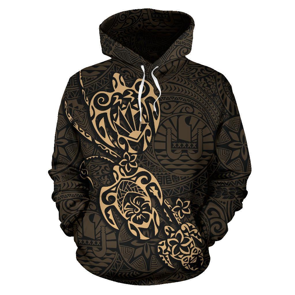 Tahiti Polynesian Family Turtles Hoodie Gold