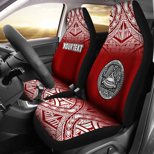 American Samoa Custom Personalised Car Seat Covers American Samoa Seal Polynesian Tattoo Fog Red