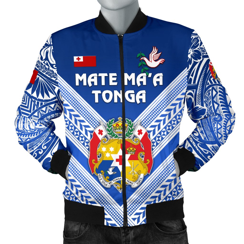 Mate Ma'a Tonga Rugby Men's Bomber Jacket Polynesian Creative Style Blue