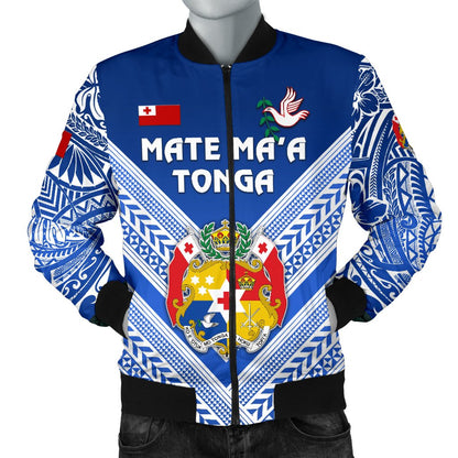 Mate Ma'a Tonga Rugby Men's Bomber Jacket Polynesian Creative Style Blue