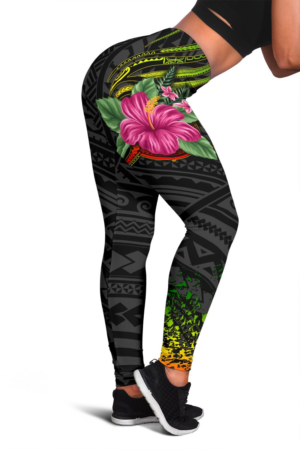 Hawaii Hibiscus Polynesian Kakau Reggae Legging - Dry Style - AH