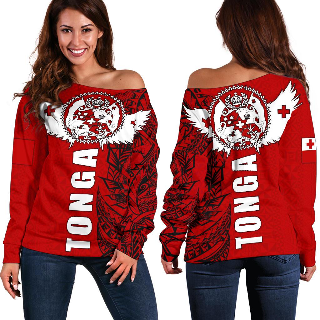 Tonga Polynesian Off Shoulder Sweater Tonga Wings