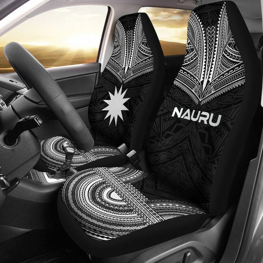 Nauru Car Seat Cover Nauru Flag Polynesian Chief Tattoo Black Version