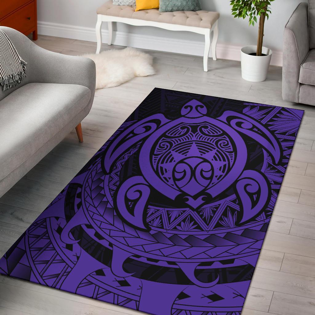 Hawaii Polynesian Turtle Rug Purple