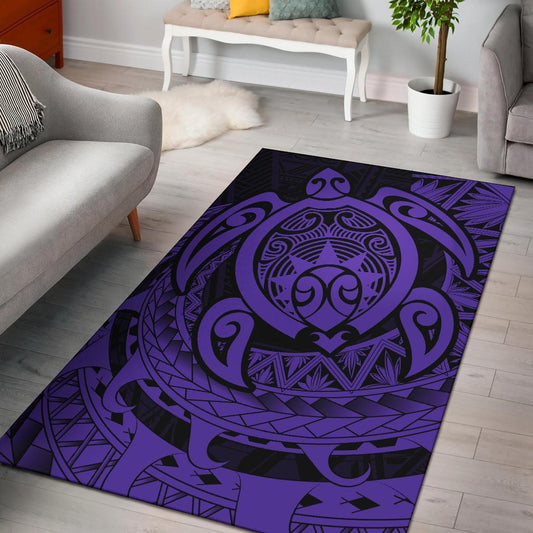 Hawaii Polynesian Turtle Rug Purple