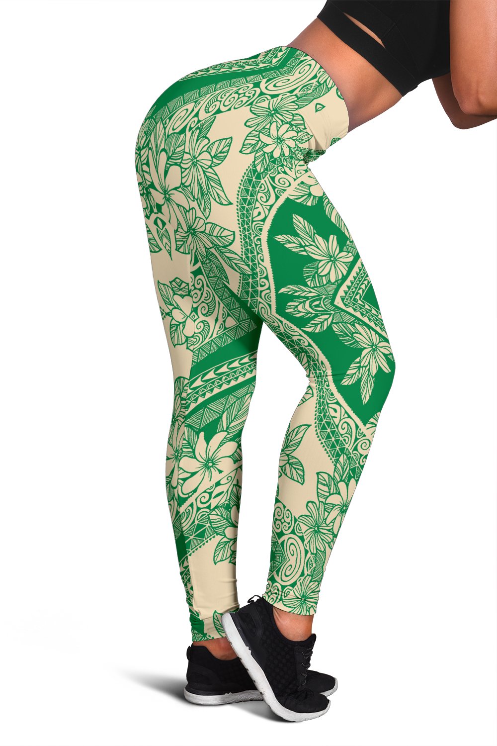 Polynesian Plumeria Mix Green Hawaii Women's Leggings AH