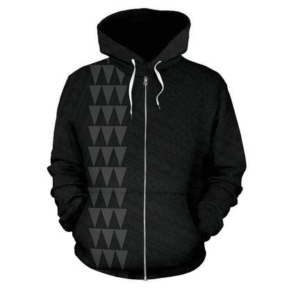 Hawaii Kakau Polynesian Gray Hammerhead Shark Hoodie Zip