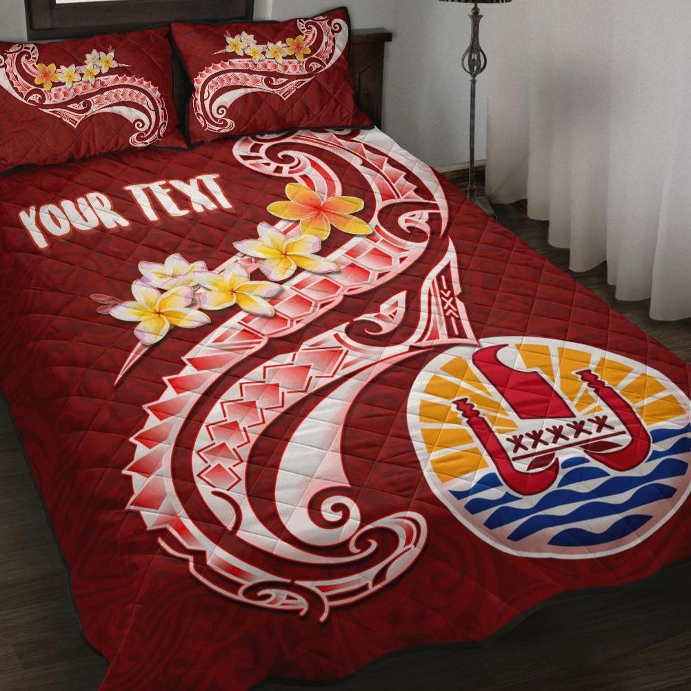 Tahiti Personalised Quilt Bed Set Tahiti Seal Polynesian Patterns Plumeria