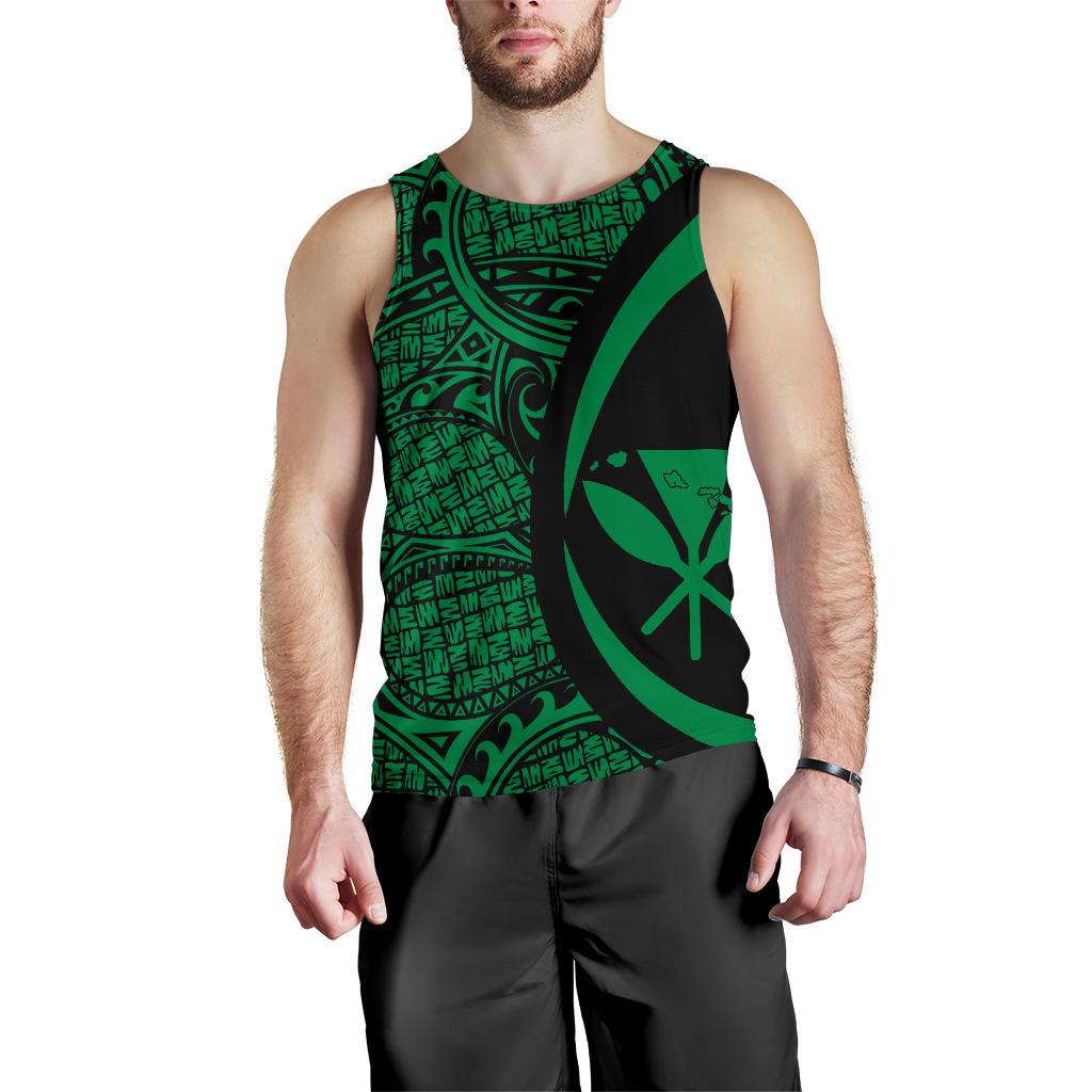 Kanaka Hawaii Map Green Polynesian Men's Tank Tops Circle Style