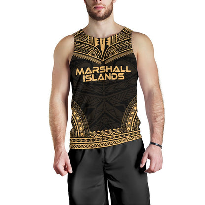 Marshall Islands Men's Tank Top Polynesian Chief Gold Version