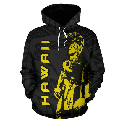 Hawaii Helmet Polynesian Yellow Kanaka Warrior Hoodie