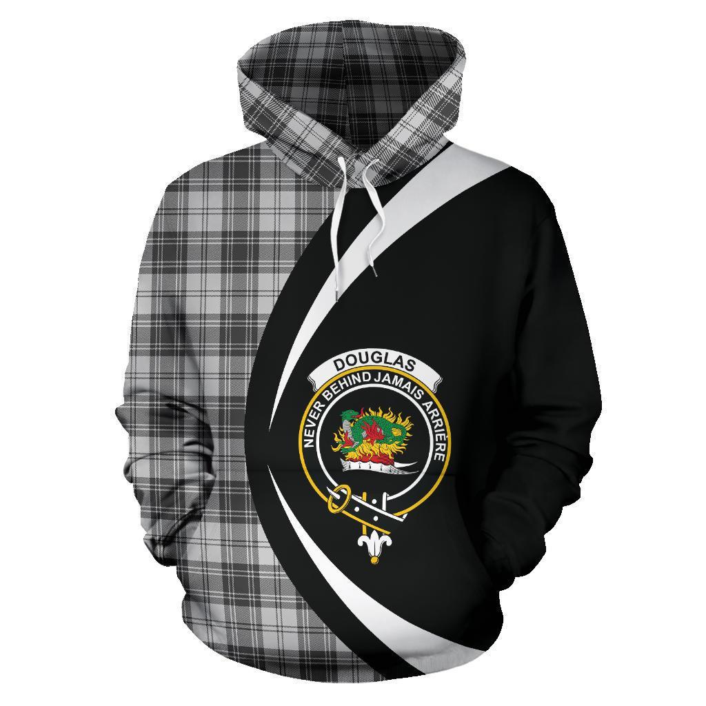 Printivon Douglas Grey Modern Tartan Crest Hoodie Circle Style