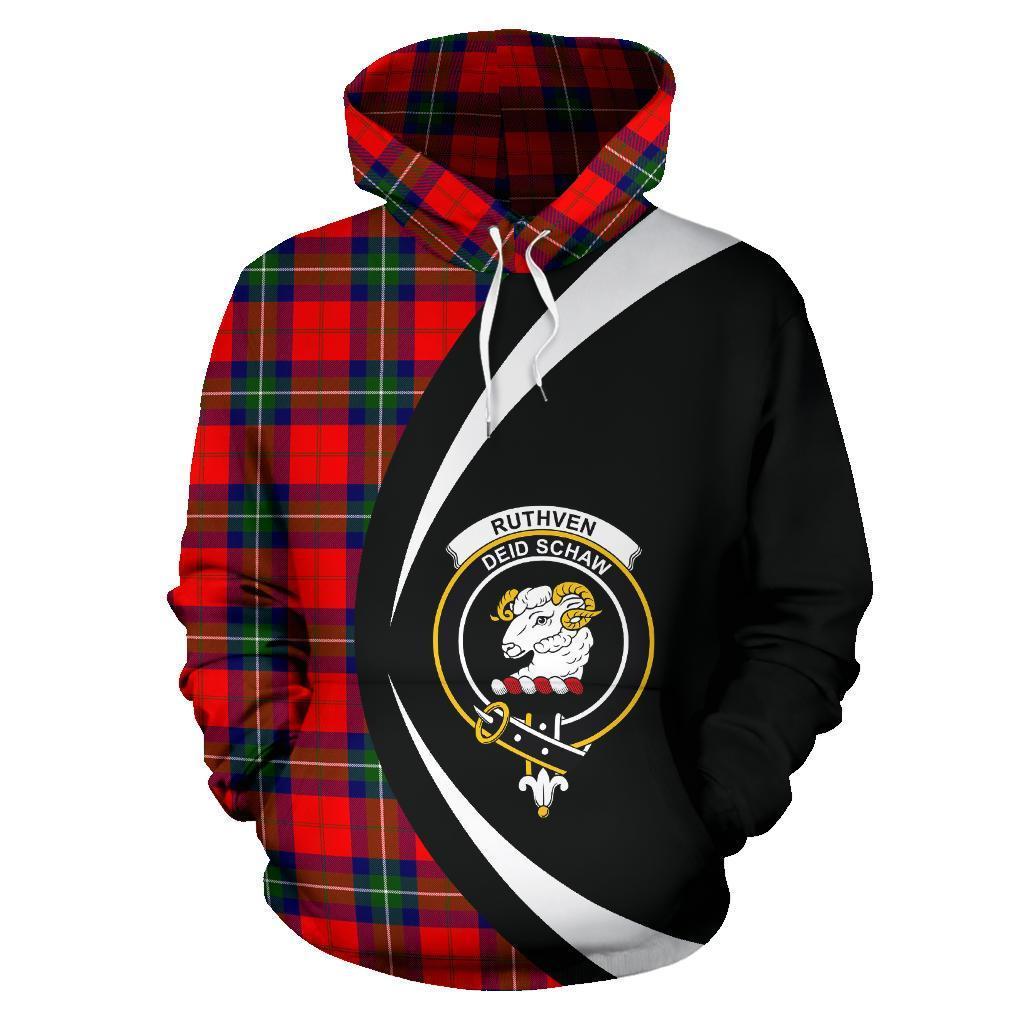Printivon Ruthven Modern Tartan Crest Hoodie Circle Style