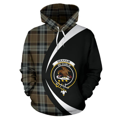 Printivon Graham Of Menteith Weathered Tartan Crest Hoodie Circle Style