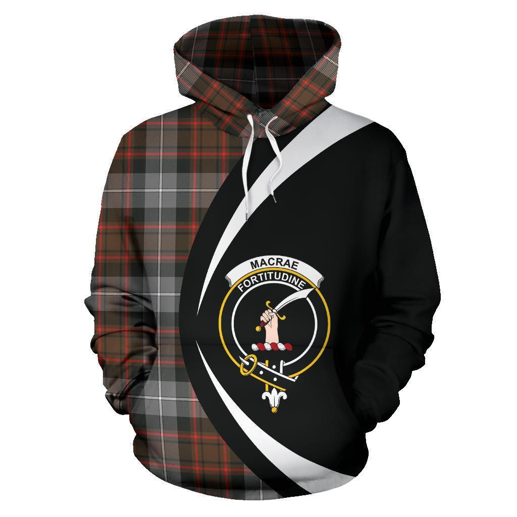 Printivon Macrae Hunting Weathered Tartan Crest Hoodie Circle Style