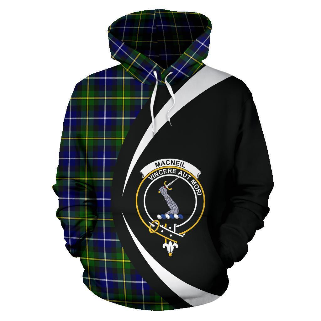 Printivon Macneill Of Barra Modern Tartan Crest Hoodie Circle Style