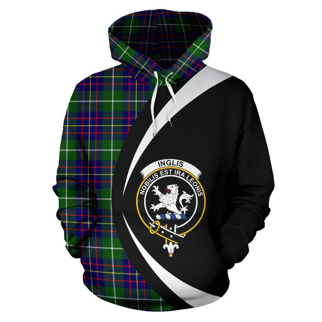 Printivon Inglis Modern Tartan Crest Hoodie Circle Style