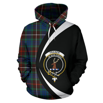Printivon Fraser Hunting Ancient Tartan Crest Hoodie Circle Style