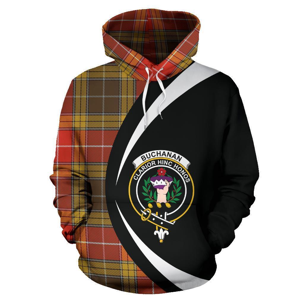 Printivon Buchanan Old Set Weathered Tartan Crest Hoodie Circle Style