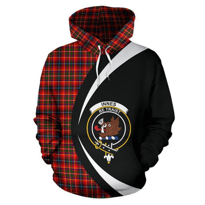 Printivon Innes Modern Tartan Crest Hoodie Circle Style