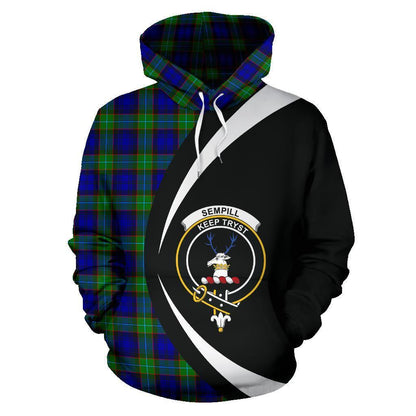 Printivon Sempill Modern Tartan Crest Hoodie Circle Style