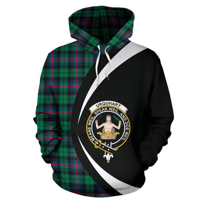 Printivon Urquhart Broad Red Ancient Tartan Crest Hoodie Circle Style