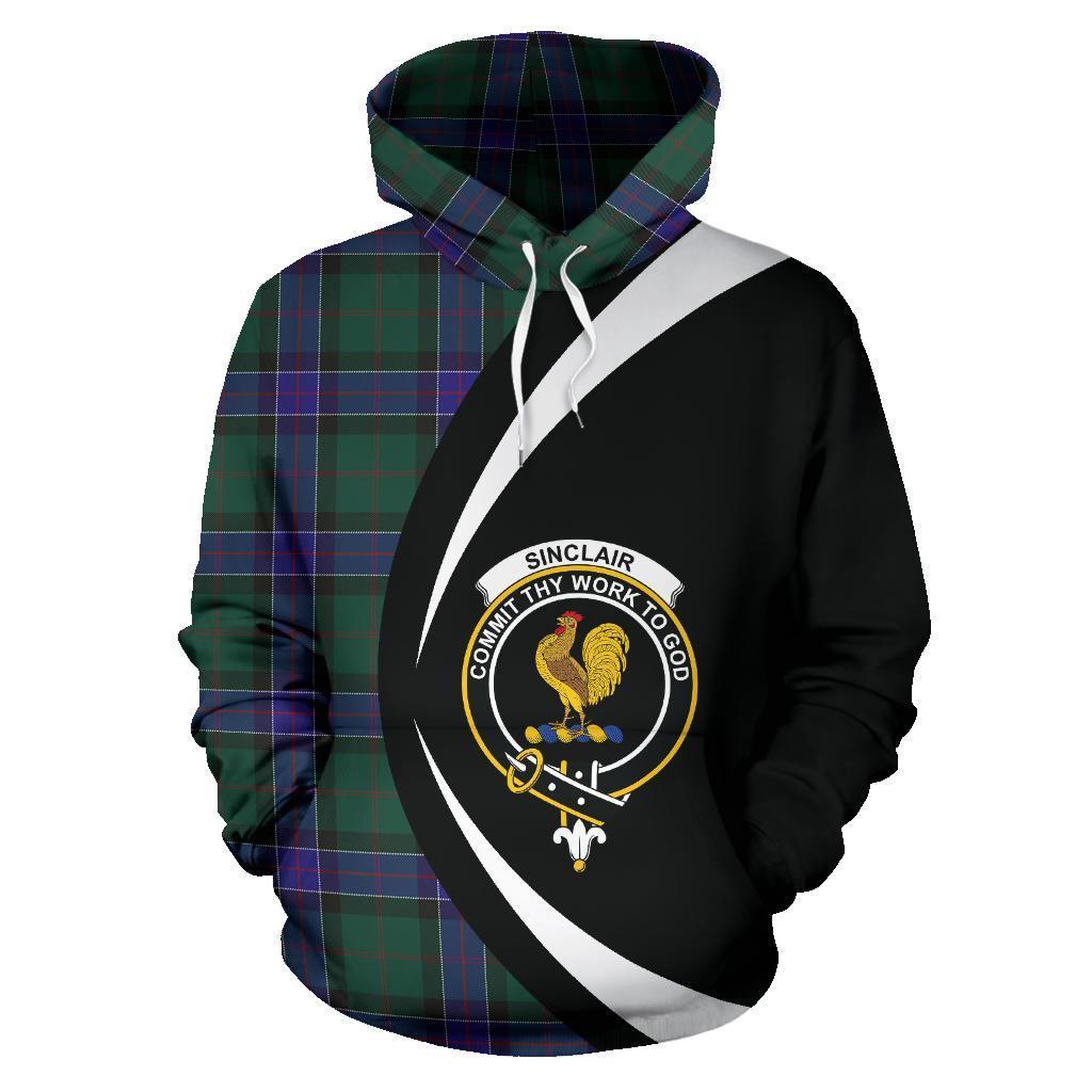Printivon Sinclair Hunting Modern Tartan Crest Hoodie Circle Style
