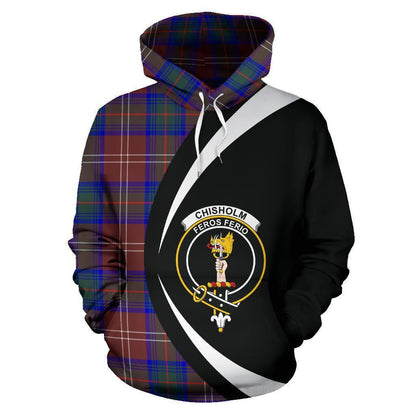 Printivon Chisholm Hunting Modern Tartan Crest Hoodie Circle Style